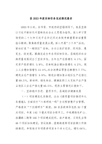 县20XX年度目标任务完成情况报告