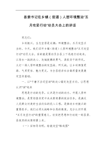 县委书记在乡镇街道人居环境整治五月攻坚行动动员大会上的讲话