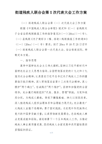 街道残疾人联合会第X次代表大会工作方案