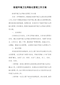 街道环境卫生网格化管理工作方案