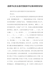 县委书记在全县村党组织书记培训班的讲话