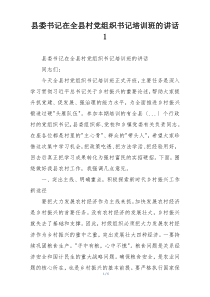 县委书记在全县村党组织书记培训班的讲话1