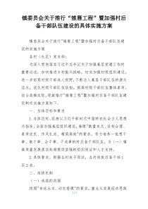 镇委员会关于推行“雏雁工程”暨加强村后备干部队伍建设的具体实施方案