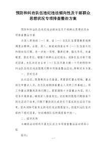 预防和纠治队伍违纪违法倾向性及干部群众思想状况专项排查整治方案