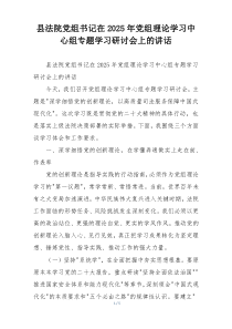 县法院党组书记在2025年党组理论学习中心组专题学习研讨会上的讲话