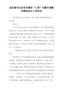 县纪委书记在农村集体“三资”问题专项整治推进会议上的讲话