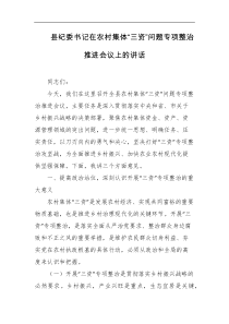 县纪委书记在农村集体三资问题专项整治推进会议上的讲话