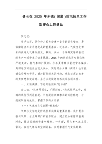 县长在2025年乡镇街道防汛抗旱工作部署会上的讲话