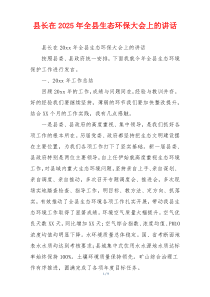 县长在2025年全县生态环保大会上的讲话