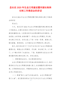 县长在2025年生态文明建设暨河湖长制林长制工作推进会的讲话