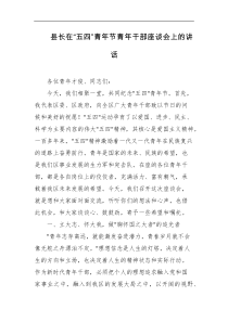 县长在五四青年节青年干部座谈会上的讲话