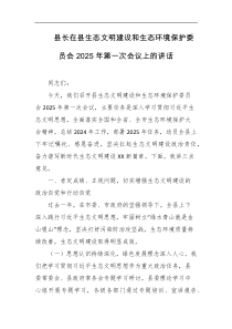 县长在县生态文明建设和生态环境保护委员会2025年第一次会议上的讲话