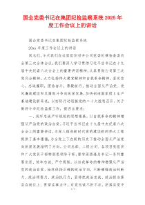 国企党委书记在集团纪检监察系统2025年度工作会议上的讲话
