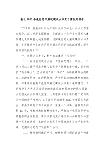 县长20XX年履行党风廉政建设主体责任情况的报告