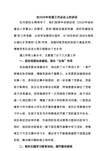 在2025年党建工作会议上的讲话（精选五篇）