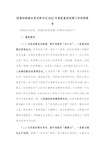 团委妇联联合党支部书记20XX年度抓基层党建工作述职报告
