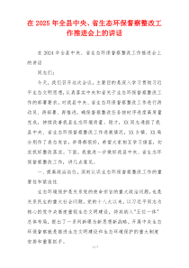 在2025年全县中央、省生态环保督察整改工作推进会上的讲话