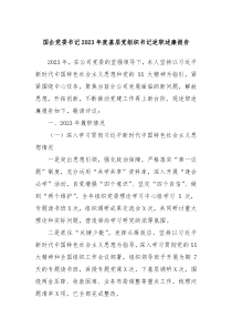 国企党委书记20XX年度基层党组织书记述职述廉报告