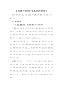 国企党委书记20XX年抓基层党建述职报告