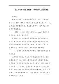 在2025年全县组织工作会议上的讲话
