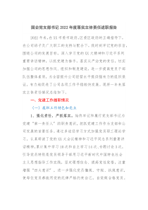 国企党支部书记20XX年度落实主体责任述职报告