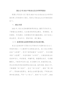 国企公司20XX年政治生态分析研判报告