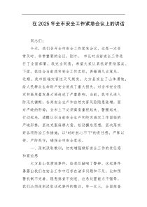 在2025年全市安全工作紧急会议上的讲话