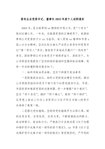 国有企业党委书记董事长20XX年度个人述职报告