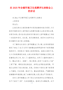 在2025年全镇环境卫生观摩评比表彰会上的讲话