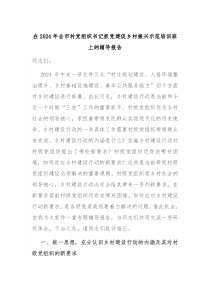 在2024年全市村党组织书记抓党建促乡村振兴示范培训班上的辅导报告