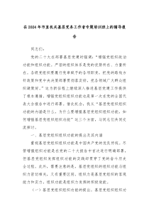 在2024年市直机关基层党务工作者专题培训班上的辅导报告