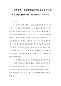 市委常委组织部长在2025年全市村社区两委换届准备工作专题会议上的讲话
