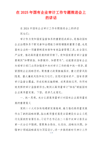在2025年国有企业审计工作专题推进会上的讲话