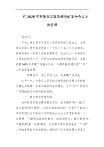 在2025年市委农工委系统党的工作会议上的讲话