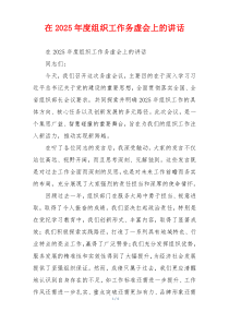 在2025年度组织工作务虚会上的讲话
