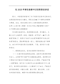 在2025年新任县委书记任职表态讲话