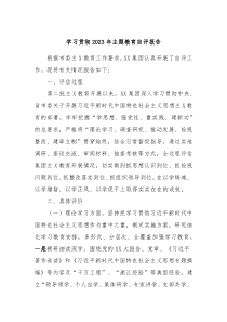 学习贯彻20XX年主题教育自评报告