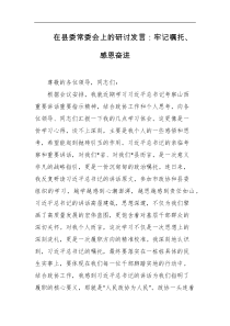 在县委常委会上的研讨发言牢记嘱托感恩奋进