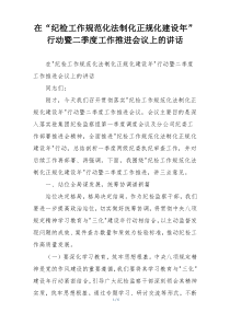 在“纪检工作规范化法制化正规化建设年”行动暨二季度工作推进会议上的讲话