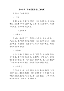 届中分析工作情况报告范文精选篇