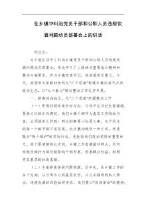 在乡镇中纠治党员干部和公职人员违规饮酒问题动员部署会上的讲话