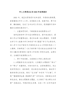 市人大常委会主任20XX年述职报告