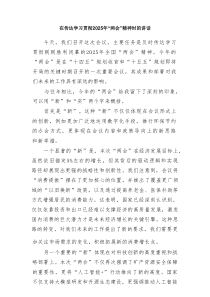 在传达学习贯彻2025年“两会”精神时的讲话