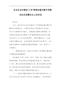在全区农村集体三资管理贪腐问题专项整治动员部署会议上的讲话