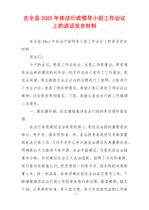 在全县2025年依法行政领导小组工作会议上的讲话发言材料
