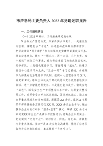 市应急局主要负责人20XX年党建述职报告