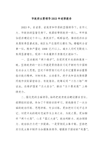 市政府主要领导20XX年述职报告