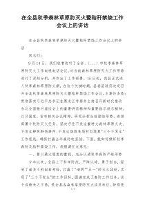 在全县秋季森林草原防灭火暨秸秆禁烧工作会议上的讲话
