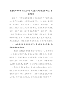 市财政局领导班子20XX年落实全面从严治党主体责任工作情况报告