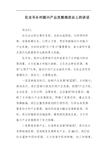 在全市乡村振兴产业发展推进会上的讲话